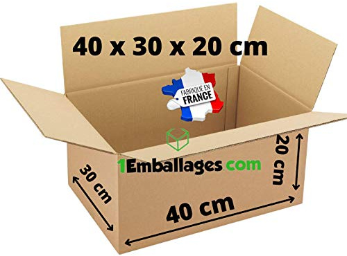 PARIS STOCK - Lot Carton d'Expédition ou Déménagement 40X30X20 cm - fabriqué en France