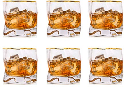 Whiskey Gläser Set Whisky Glas: 6 Stück Edel Rum Tumbler Weingläser Ohne Stiel Männer Papa Scotch Vodka Bourbon Irish Single Rye Malt Whiskey Gin Tonic Cocktail