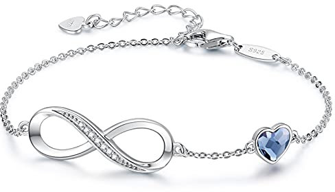 LOUISA SECRET Infinity Bracelets for Womens 925 Sterling Silver or Stainless Steel Bracelet Ladies Love Heart Jewellery Gifts for Women/Wife/Her Anniversary Birthday Mothers Day Christmas