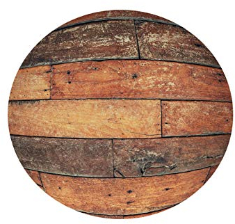 FANSU Runde Tischdecke Wasserabweisende, 3D Tafel Holz Muster Abwaschbar Garten Tischdecke rutschfest Abwischbare Wachstuch Desktop Dekorative Tuch Hotel Bankett Party (Retro Board,100cm)