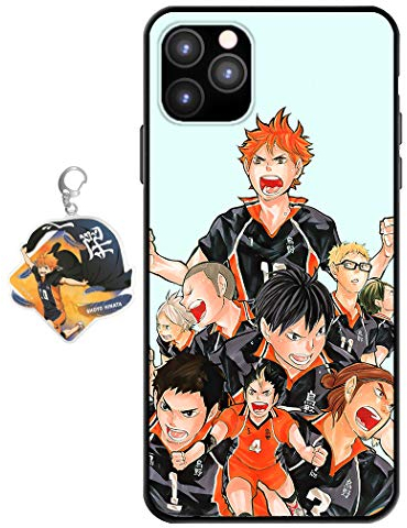 Staremeplz Hülle für iPhone 11 Pro Anime Handyhülle [Mit Schlüsselbund] Cartoons Volleyball Junior Silikon Sanft Bumper Case Hülle für iPhone 11 Pro