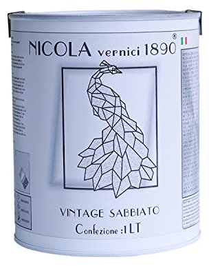 Vernice Decorativa della Linea Vintage, a Base di Acqua, Made in Italy, Sabbiato Fine, Perla - Formato da 1 lt