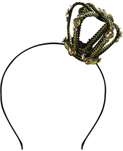 Bock op Kölle Haarreif Minihut, Feenhut, Prinzessin Krone, König, für Karneval, Fasching, Party (Krone Schwaz-gold)