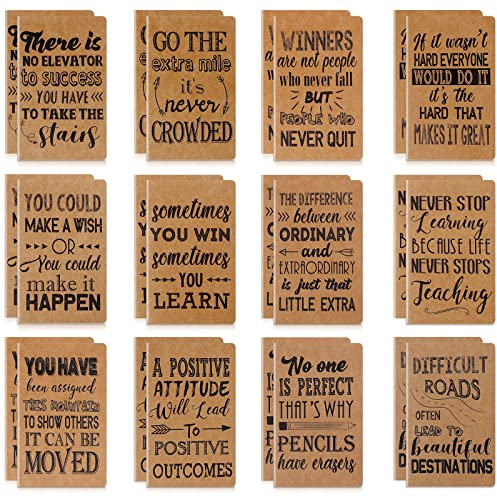 Outus 24 Stück Inspirierende Notizblöcke Mini Motivierendes Notizbuch Kleine Tasche Tagebuch Notizblöcke Inspirierendes Notizbuch für Schule Büro Heim Reise, 12 Stile (Kraft Farbe)