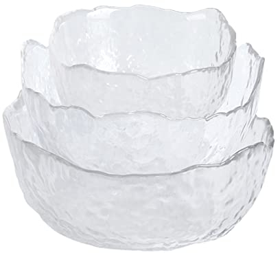 SLDHFE Servierschüssel aus Glas, Salatschüssel aus Glas, klare Glasschüsseln, unregelmäßig geformte Glasschüsseln, Rührschüsseln aus Glas, Allzweck-Servierschüssel, 3er-Pack