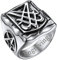 FaithHeart Herren Damen Siegelring Satan Lucifer Pentagramm Bandring Retro Fingerring Siegel von Luzifer Bandring mit Gravur für Valentinstag Geburtstag