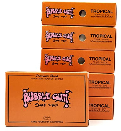 Bubble Gum Surf Wax Premium Formula Tropical 6 Pack