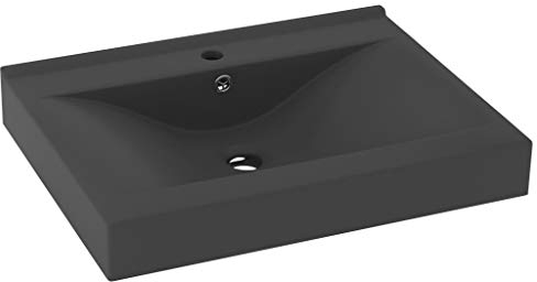 vidaXL Luxus-Waschbecken mit Hahnloch Matt-Dunkelgrau 60x46 cm Keramik