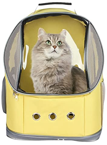 Blue Eyes Haustier Rucksack Raumkapsel, weit Sichtfeld Tragbar Transportrucksack Transporttasche Tragetasche für Klein Haustier Hunde Katzen Kaninchen im Freien, Sicher & Atmungsaktiv (Gelb)