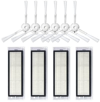 HUAYUWA Staubsauger Zubehör Set (6 Seitenbürsten + 4 Filter) kompatibel für 360 S7/S5 Saugroboter Ersatzteile
