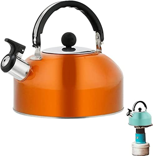 Ailovone Wasserkessel Induktion Wasserkessel mit Pfeifton 3 L Edelstahl Flötenkessel Teekessel langlebiger Edelstahl Herdplatte Gaskessel Für Alle Kochplatten Für Herd(Orange)