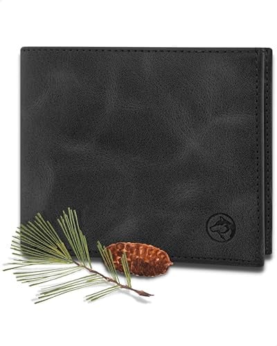 Wolfstrøm Geldbörse Herren Leder 'Nørge' – Tri-Fold Herren-Portemonnaie RFID-Blocker – 6 Karten-Fach, Ausweis-Fach, Großes Zusatzfach, Scheinfach, Kleingeldfach – Antique Black