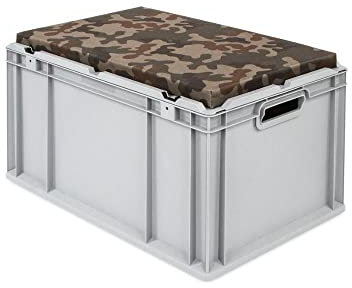 PROREGAL Eurobox NextGen Seat Box Camouflage | HxBxT 36,5x40x60cm | 65 Liter | Griffe offen | Eurobehälter, Sitzbox, Transportbox, Transportbehälter, Stapelbehälter