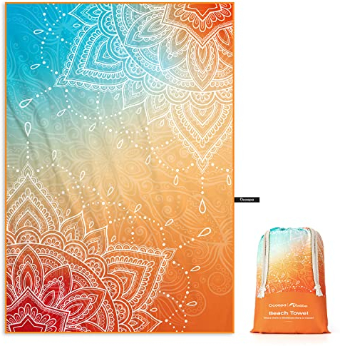 OCOOPA Mikrofaser Strandtuch Ultraleicht, Schnell Trocknendes Sandfest Handtuch, Saugfähiges Stranddecke, Weich und Pflegeleicht Badetuch für Fitness, Reise, Strand, Schwimmen, Yoga, 200x145 cm