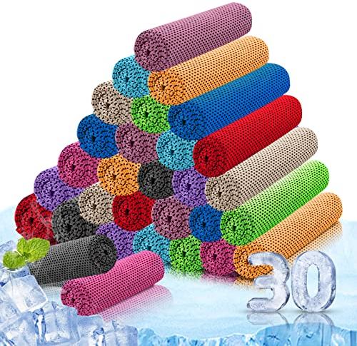 GUGELIVES [30 Stück] Kühlendes Handtuch, Eis-Sporthandtuch, kühles Handtuch für sofortige Kühlung, für Yoga, Reisen, Golf, Fitnessstudio, Camping, Laufen, Workout und mehr Aktivitäten (88.9x30.5 cm)