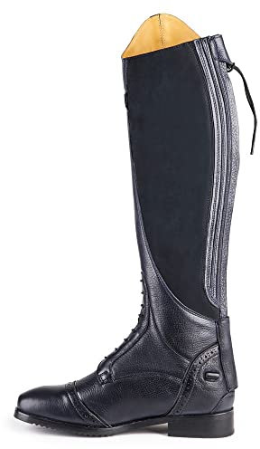 Moretta - YKK cerniera posteriore Constantine stivali da equitazione in pelle per le donne, Nero, 6 - Extra Wide Calf