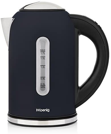 H.Koenig Bouilloire électrique programmable 1,7 L BOE56 Bleu marine, Thermostat réglable 40-100°C, Compacte, Ebullition rapide, Compacte, Maintien au chaud, 2200W