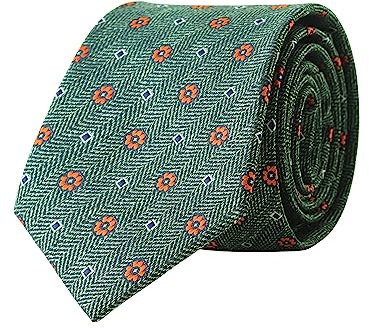 WANYING Grün 8cm Krawatte Binder Schlips Herrenmode Jacquard Gewebte Standard Krawatte Business Casual Formell Hochzeit Party Retro - Herringbone/Geblümt