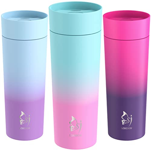Sophie & Jasmine London Travel Mug- Triple Insulated Coffee Cup Mug- Thermal Cup- Leakproof Tumbler Coffee Travel Mugs for Hot Drinks- Stainless Steel Flask Insulated Cup 470ml