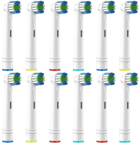 Kisstta Aufsteckbürsten Kompatibel mit Braun Oral B, Zahnbürstenaufsatz für Oral B Vitality, Pro, Genius, Smart Serie Elektrische Zahnbürste, 12 Stück Ersatzbürsten, Weiß