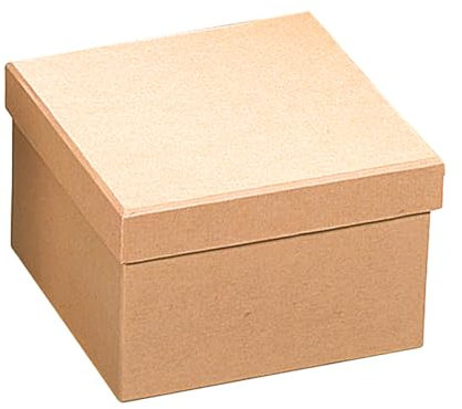 CREATIV DISCOUNT Box Pappe natur, quadratisch mit Deckel, 15 x 15 x 10 cm