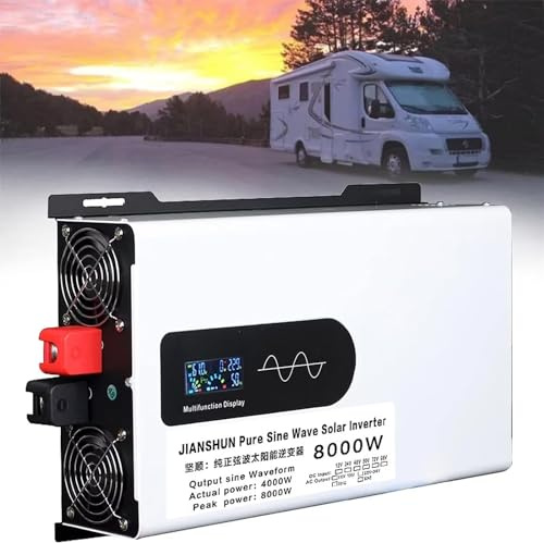 5000W 6000W 8000W 10000W 12000W Reiner Sinus Wechselrichter 12V 24V 48V 60V 72V auf 220V 230V Spannungswandler Umwandler Inverter Konverter mit LED-Anzeige Steckdosen für Wohnmobil (Color : 8000W, S