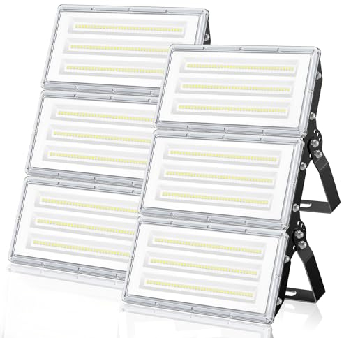 ANNIFUNLY Projecteur LED 300W 30000LM, 2 Pièce Super Brillant Spot LED Extérieur Blanc Froid 6500K, IP67 Étanche Eclairage Exterieur Grand Angle de Faisceau Pour Jardin, Arène, Cour, Piste