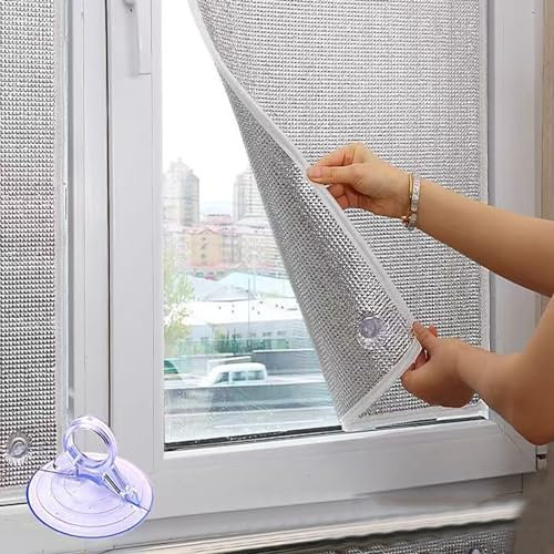 kufu01 Sonnenschutzfolie Fenster Außen & Innen,Heizkörper Reflexionsfolie Fensterfolie Blickdicht,UV Schutz Sichtschutzfolie,Für Zuhause Badzimmer oder Büro,Statisch Haftend (40x150cm/16 x59)