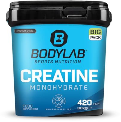 Bodylab24 BIG PACK Creatine Monohydrate 420 Kapseln, mit 3000mg Kreatinmonohydrat je Tagesdosis, reines Pulver, hochdosiertes Kreatin für mehr Energie und Kraft