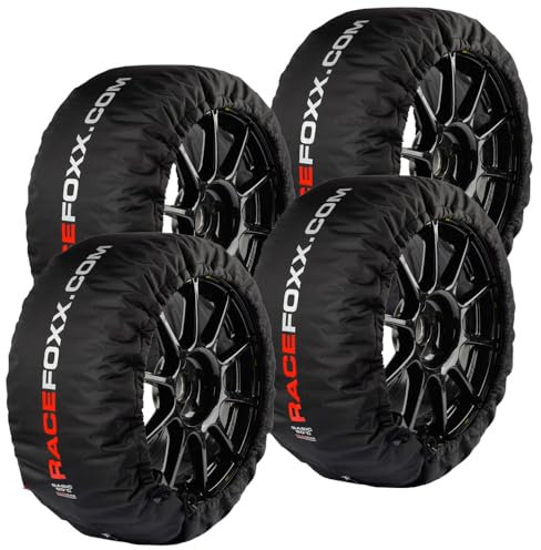 RACEFOXX Auto Reifenwärmer, 1 Satz (4 St.), Heizdecken für PKW-Reifen, Auto Motorsport Rennstrecke, 80°C Heiztemperatur, Car Tyre Warmer