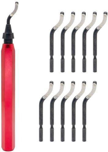 Deburring Tool Set RB1000 with 11 High Speed Steel Swivel Blades, 360 Degree Rotary Head for Metal, Resin, Aluminum, Copper, Plastic, 3D Printing, Brass, PVC Pipes - Ideal for Plumbing - Burr Removal