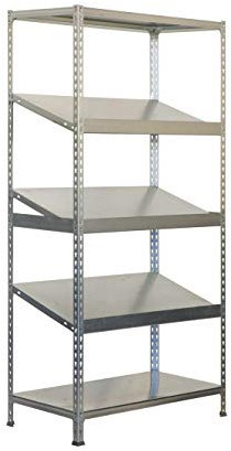 PROREGAL Schrägbodenregal DOWA | Stecksystem | HxBxT 200x100x40cm | Fachlast 200kg | Verzinkt | Fachbodenregal Lagerregal Boxregal