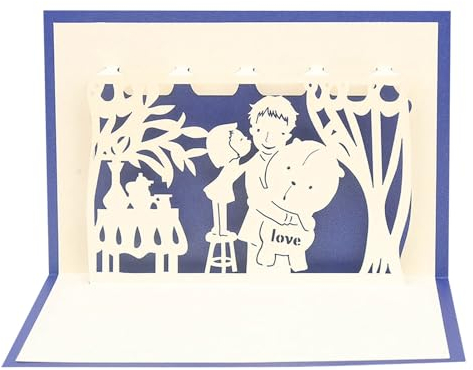 Grußkarte Geburt zum Vatertag, Geschenke für Papa, Vatertags-Liebeskarte, Geburtstagskarte für Papa, 3D Weihnachtskarten Klein (Dark Blue, One Size)
