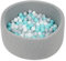 Babyzee - Piscina de Bolas de Espuma para niños Incluye 200 Pelotas, Piscina de Bolas para niños, Piscina de Bolas de 90 x 30 cm, Gris Claro, Bolas de 6 cm de diámetro, Azul, Gris y Blanco