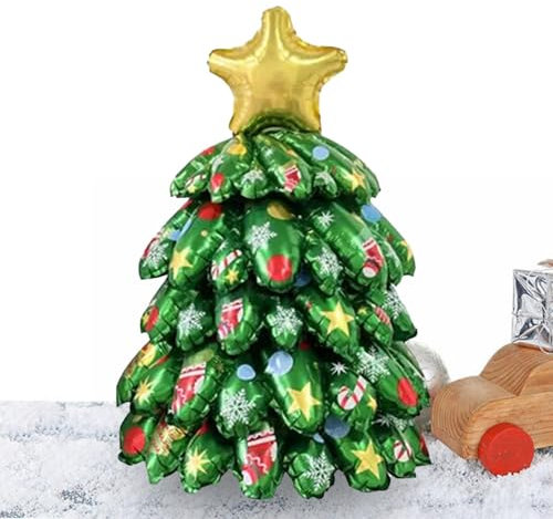 Ballon Weihnachtsbaum, Ballon Weihnachtsbaum Set, Indoor Aufblasbarer Weihnachtsbaum mit Lichtstreifen, Festliche Innendekoration, Cartoon Tannen-Anzeige für Winter, New A