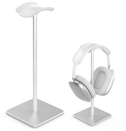 Ahonnpely Headphone Stand for Desk - Headset Stand with Aluminum Hanger and TPU Headrest, Headphone Holder for AirPods Max, Sony, Bose, Beats and More (White)