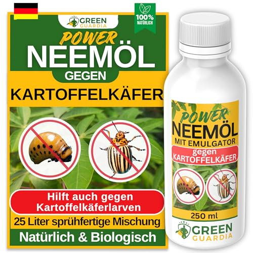 GREEN GUARDIA Power Neemöl bei Kartoffelkäfer mit Emulgator für Garten- & Zimmerpflanzen, Neemöl Kartoffelkäfer, 250ml sprühfertige Mischung für 25 Liter Mischung