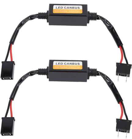 2pcs H7 LED -Widerstandskodierer, Wasserstopfen und Play Anti Flicker Canbus -Fehler -Decoder für Alle H7 -Scheinwerfer, Einfache Installation mit AMP -Anschlüssen
