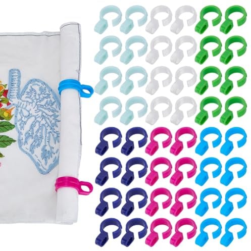 FINGERINSPIRE 48 unidades de clip de rollo de punto de cruz, 6 colores, clip de nitrógeno, accesorios de manualidades de colores, resistente al viento, punto de cruz, soporte para tela de rollo de