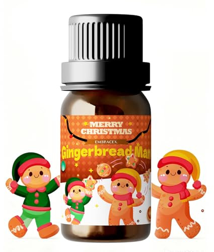 Embracex 10 ml Lebkuchenmann-Duft ätherisches Öl für Weihnachtsparfüm, Kerze, Dekoration, Geschenke und Auto-Lufterfrischer
