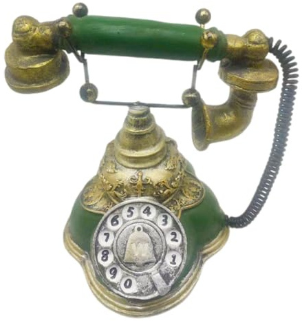 Angoily Vintage Resin Rotary Telefon Modell Dekoratives Festnetztelefon mit Wählscheibe Europäischer Retro Stil Grün Langlebiges Kunsthandwerk für Wohnzimmer und Büro Einfach zu Reinigen