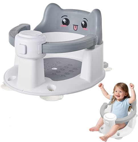 KIRJAUDU Siège de Bain pour Bébé, Siège de Bain Bébé avec 4 Ventouses Antidérapantes, Portable et Sécurisé pour Douche ou Baignoire, Adapté aux Bébés de 6 Mois et Plus