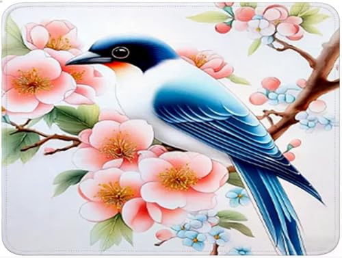 Gaming Mauspad Frühling, Verbessert Präzision und Geschwindigkeit, wasserdichte Mouse Pad, Tragbar, Tastatur Matte für Laptop Arbeit Gaming Studium, Mini Mauspad Deko Geschenk Vogel 180x300 mm qw-31