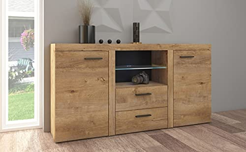 Kuechen-preisbombe TOP Kommode Sideboard Rumba Wohnwand Wohnzimmer Anbauwand Eiche Lefkas matt