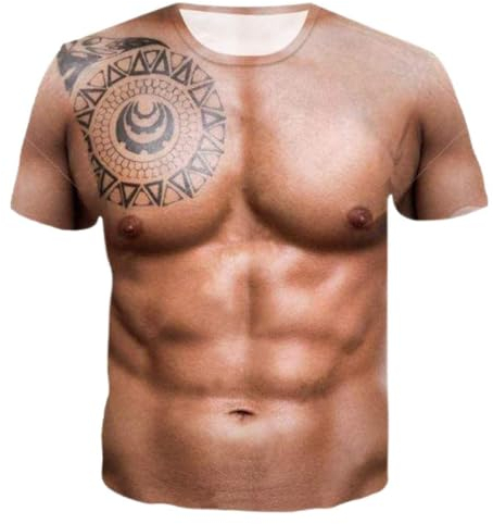Batnott T Shirt Herren Lustig 3D Muskel Print Unisex T-Shirt 3D Druck Tee Shirt Sommer Beiläufige Grafik Kurzen Ärmeln Tops 3D T-Shirt Herren Muskeln Lustig Coole Druck Tshirt Muskeln Bluse