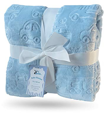 eYone Receiving Warm Fleece Baby Blanket and Fluffy Embossed for Babies from Newborn, 75 * 100 cm (blue)
