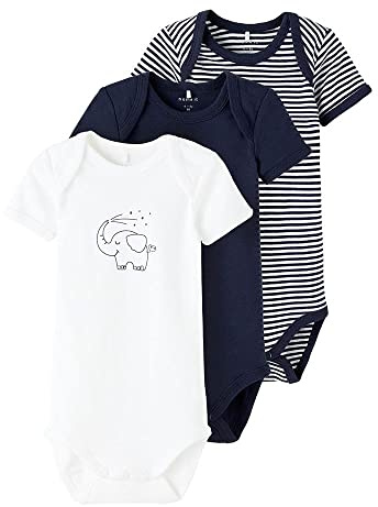 NAME IT Unisex Baby Nbnbody 3p Ss Y/D Core Noos Schlafanzug