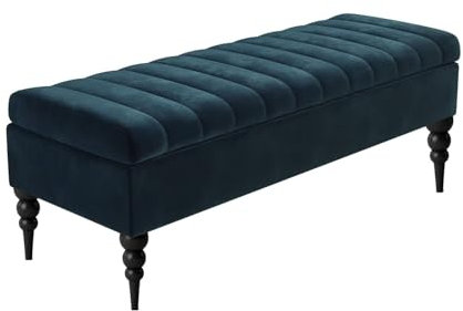 R&M Furnishers Sierra Ottoman storage Box - Plush Velvet Upholstered Storage Ottoman – Velvet Footstool – Rectangle Coffee Table- End of Bed Storage Bench, Shoe Changing Bench