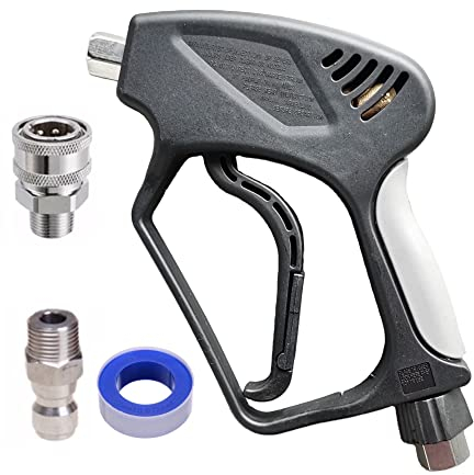 LOVHO High Pressure Washer Gun 5000 PSI Stainless Steel Power Wash Trigger Gun 3/8 Swivel Inlet With Extra Two Stainless Steel Adapters