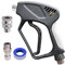 LOVHO High Pressure Washer Gun 5000 PSI Stainless Steel Power Wash Trigger Gun 3/8 Swivel Inlet With Extra Two Stainless Steel Adapters
